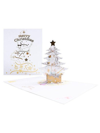 3d Christmas Tree Foil Print Greeting Card