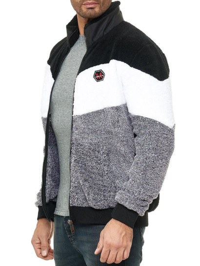 Applique Detail Contrast Fluffy Jacket