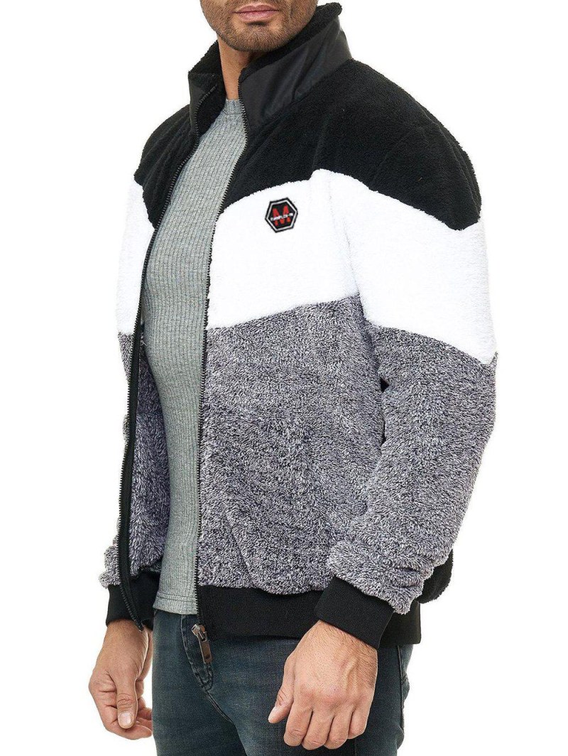 Applique Detail Contrast Fluffy Jacket