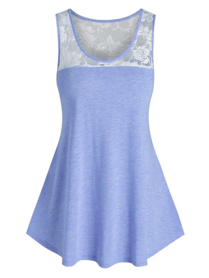 Basic Lace Insert Swing Tank Top