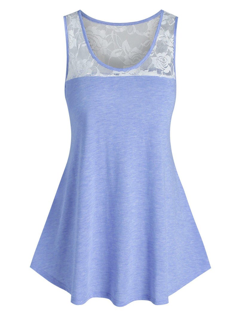 Basic Lace Insert Swing Tank Top