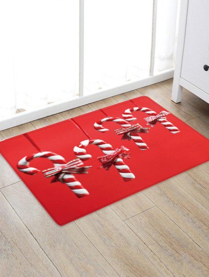 Christmas Candy Cane Pattern Water Absorption Floor Rug