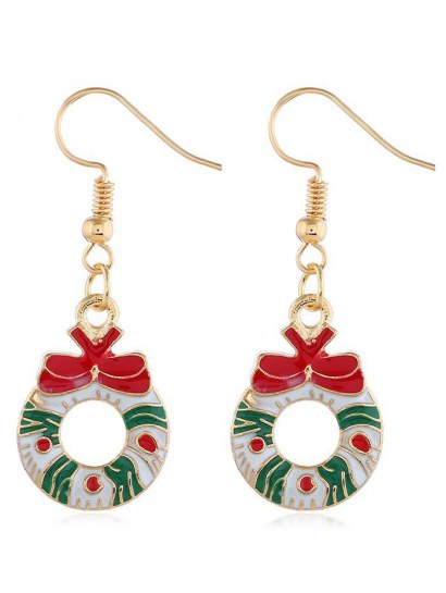 Christmas Garland Printed Drop Earrings
