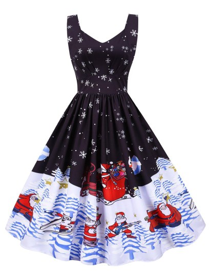 Christmas Snowflake Santa Claus Sweetheart Dress