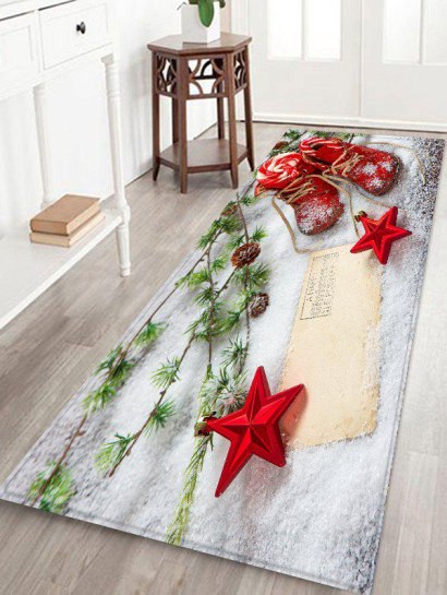 Christmas Stars Shoes Pattern Water Absorption Area Rug