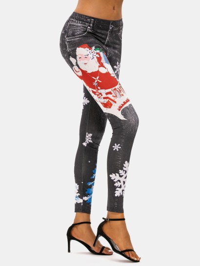 Christmas Tree Santa Claus Snowflake Skinny Jeggings