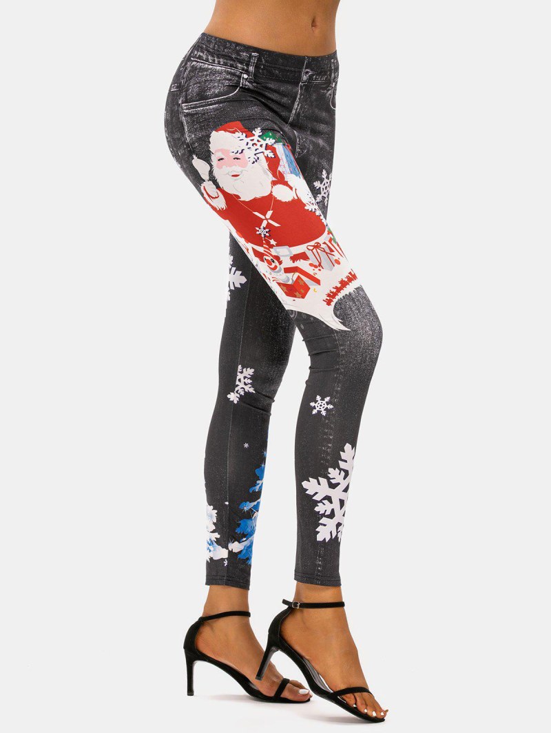 Christmas Tree Santa Claus Snowflake Skinny Jeggings