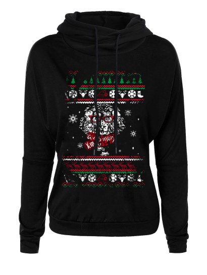 Christmas Wearing Eyeglass Lion Printed Hoodie
