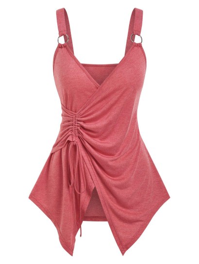 Cinched O-ring Strap Surplice Tank Top