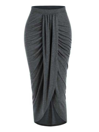 Draped Slit Front Bodycon Skirt