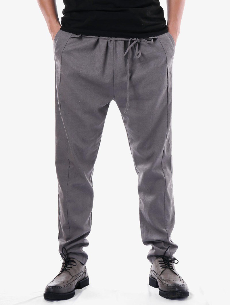 Elastic Waist Straight Leg Casual Pants