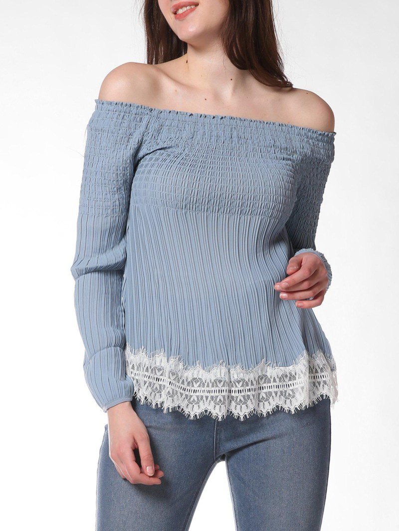 French Bazaar Off The Shoulder Long Sleeve Top