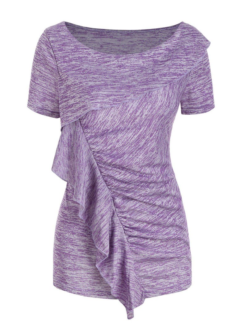 Heather Ruffle Short Sleeve T-shirt