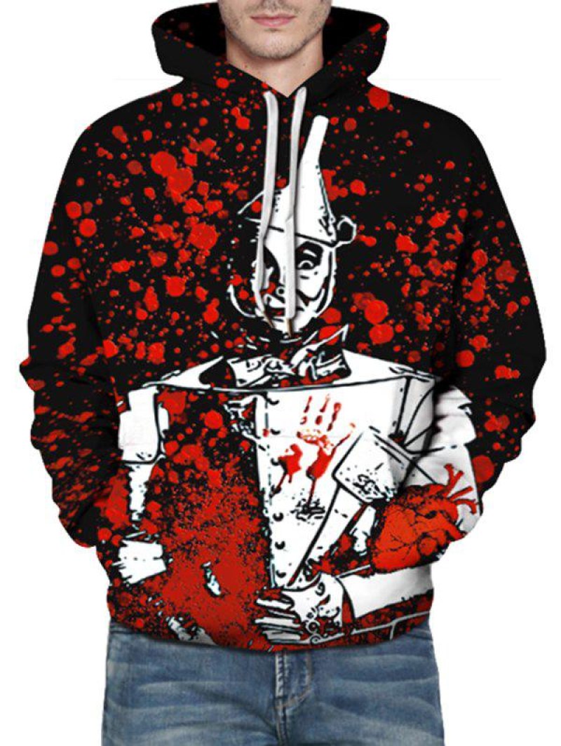 Kangaroo Pocket Blood Soldiers Print Pullover Hoodie