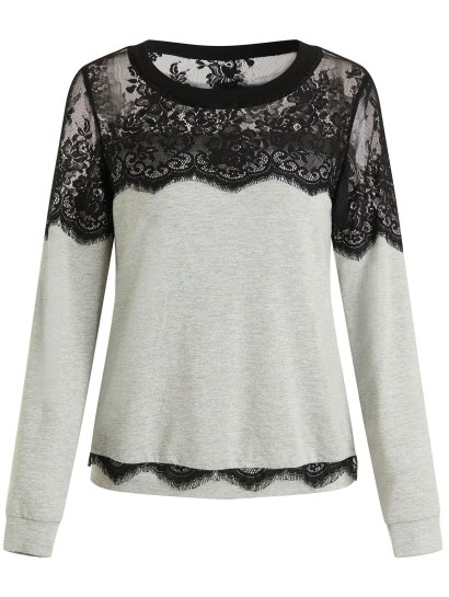 Lace Flower Spliced Sweatshirt