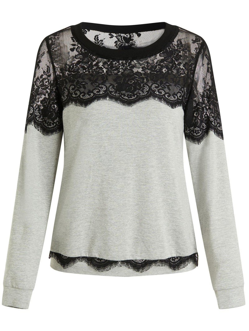 Lace Flower Spliced Sweatshirt