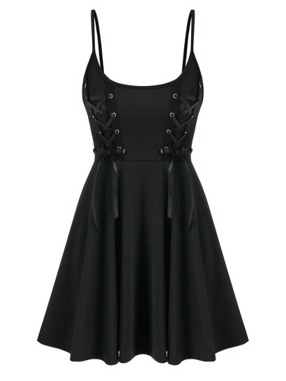 Lace-up Spaghetti Strap Flare Dress