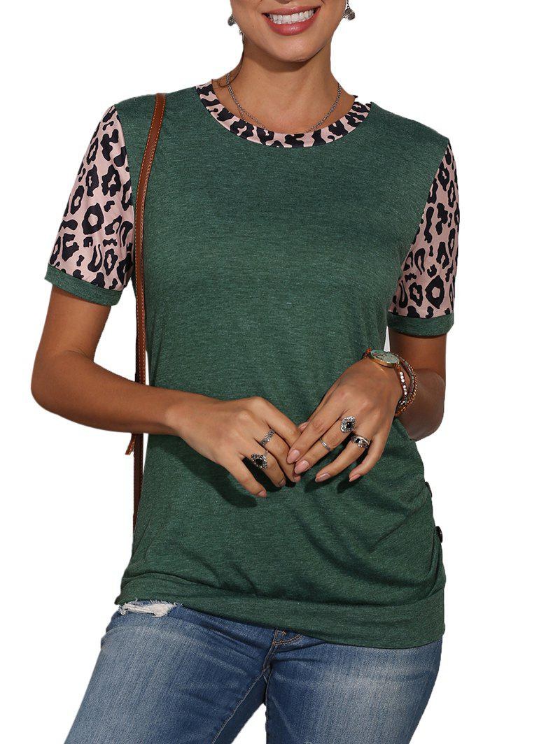 Leopard Panel Blouson Top