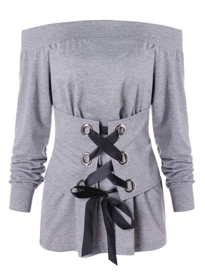 Off The Shoulder Lace Up Corset T-shirt
