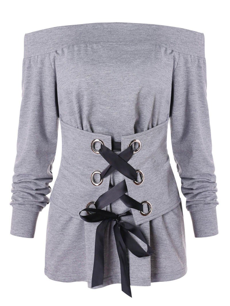 Off The Shoulder Lace Up Corset T-shirt