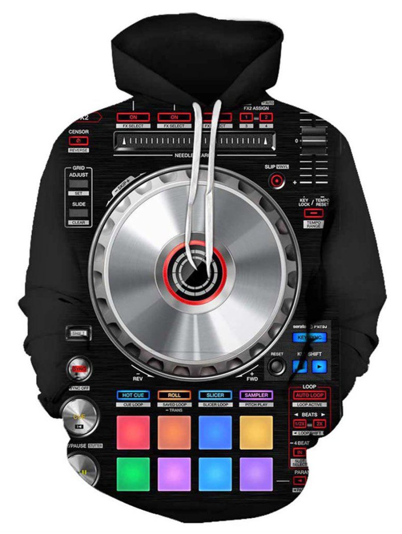 Recorder Pattern Pouch Pocket Hoodie