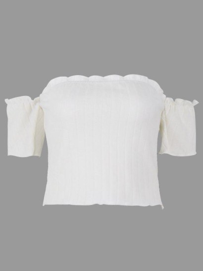 Ribbed Knit Off The Shoulder Crop Top