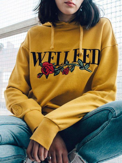 Rose Graphic Drop Shoulder Hoodie