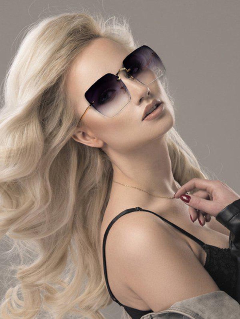 Square Metal Rimless Sunglasses