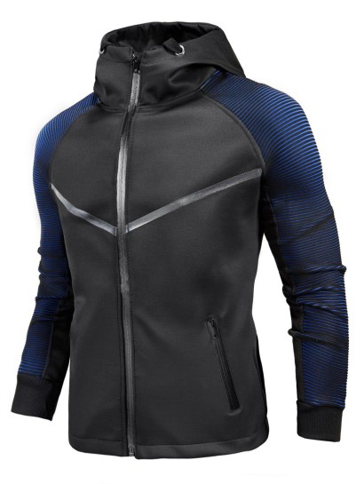 Striped Raglan Sleeve Zip Up Hoodie