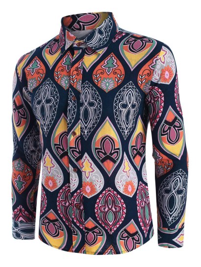 Teardrop Print Turn-down Collar Casual Shirt