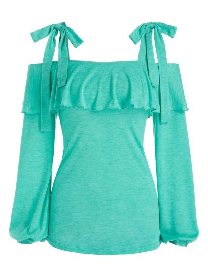 Tie Knot Cold Shoulder Heathered T-shirt