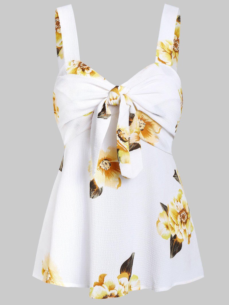 Twist Floral Print Tank Top