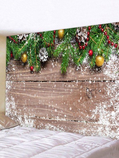 Wood Grain Christmas Decoration Printed Waterproof Tapestry
