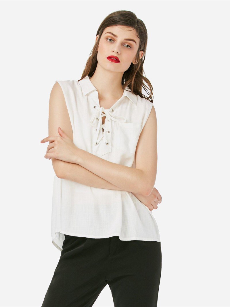 Zan.style Criss-cross Sleeveless Blouse