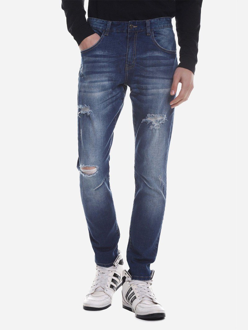 Zan.style Ripped Faded Skinny Jeans